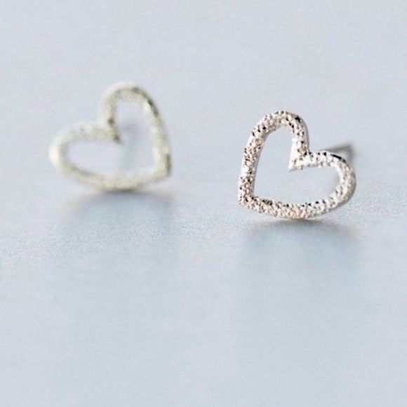 Heart Sterling Silver Earrings (925) - Picture 1 of 4